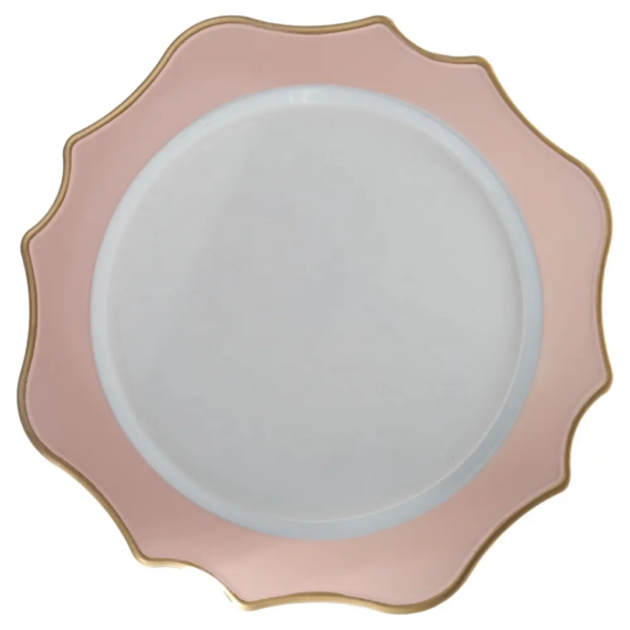 Pink & White Scalloped Charger