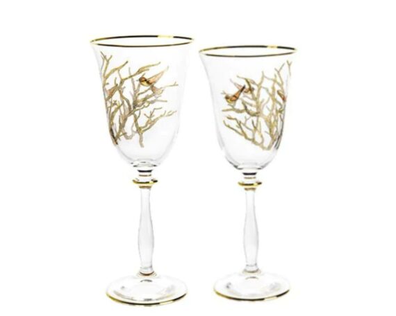 Gold Bird N Branch Glass