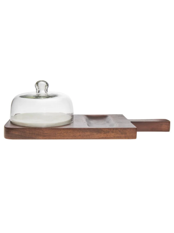 Wood & Marble Cloche Board