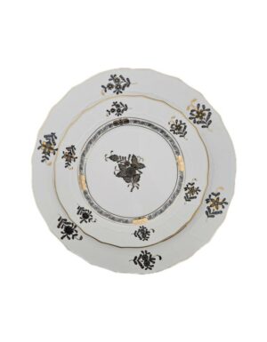 Black Floral Bread Plate