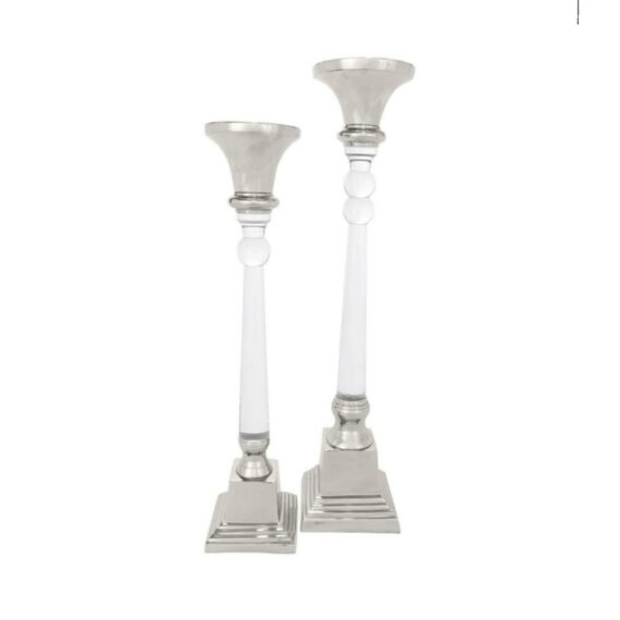 Silver Acrylic Candlestick