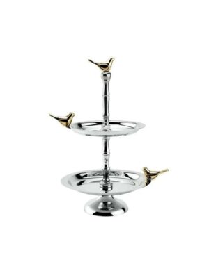 Two Tier Gold Bird Stand