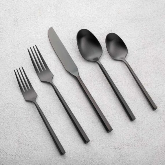 Black Hexagon Flatware