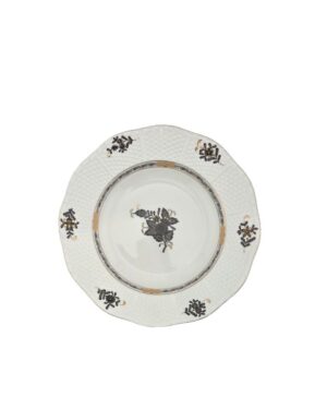 Black Floral Soup Plate