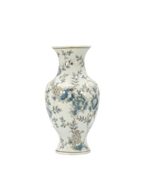 White & Blue Floral Cermaic Vase 14"