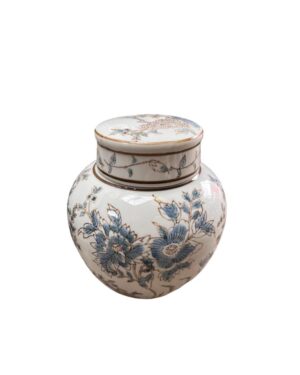 White & Blue Ceramic Vase 10"