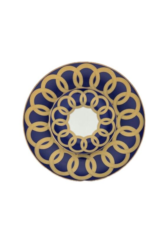 Blue Spiral Bread Plate