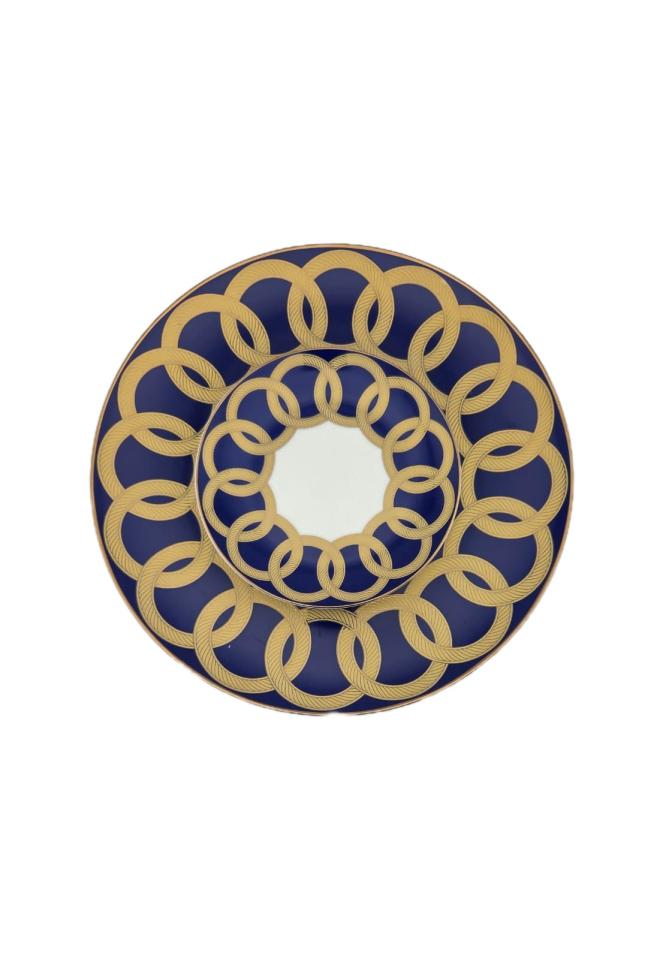 Blue Spiral Bread Plate
